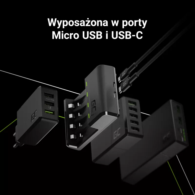 Nabíjačka batérií Green Cell GC VitalCharger USB, 4 sloty, AA/AAA, USB napájaná, čierna