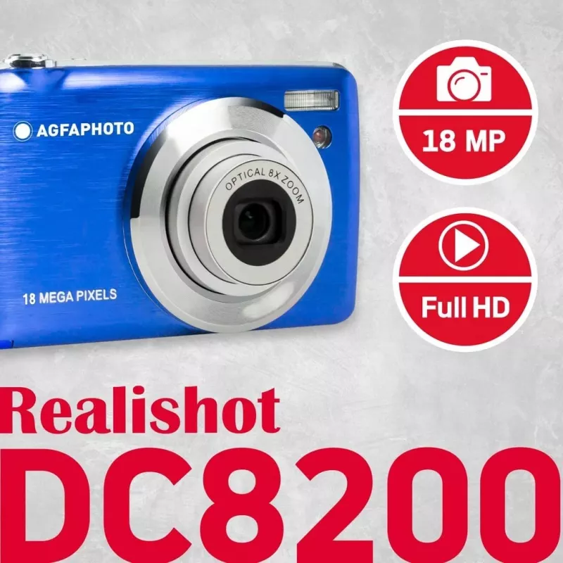Agfa Photo DC8200 modrý + puzdro + SD karta 16 GB
