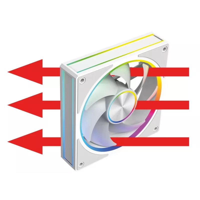 Skriňový ventilátor MODECOM VOLCANO LOOP 120 ARGB biely – 120 mm, ARGB osvetlenie, podpora PWM, 400–1400 ot/min