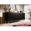 GLAMOUR komoda 180x40x75,5 cm, čierna matná + zlatá