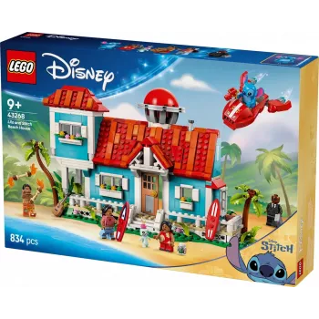 LEGO Disney Set 43268 Plážový dom – modulárny dom na stavanie, 834 dielov, 5 minifigúrok, vek 9+