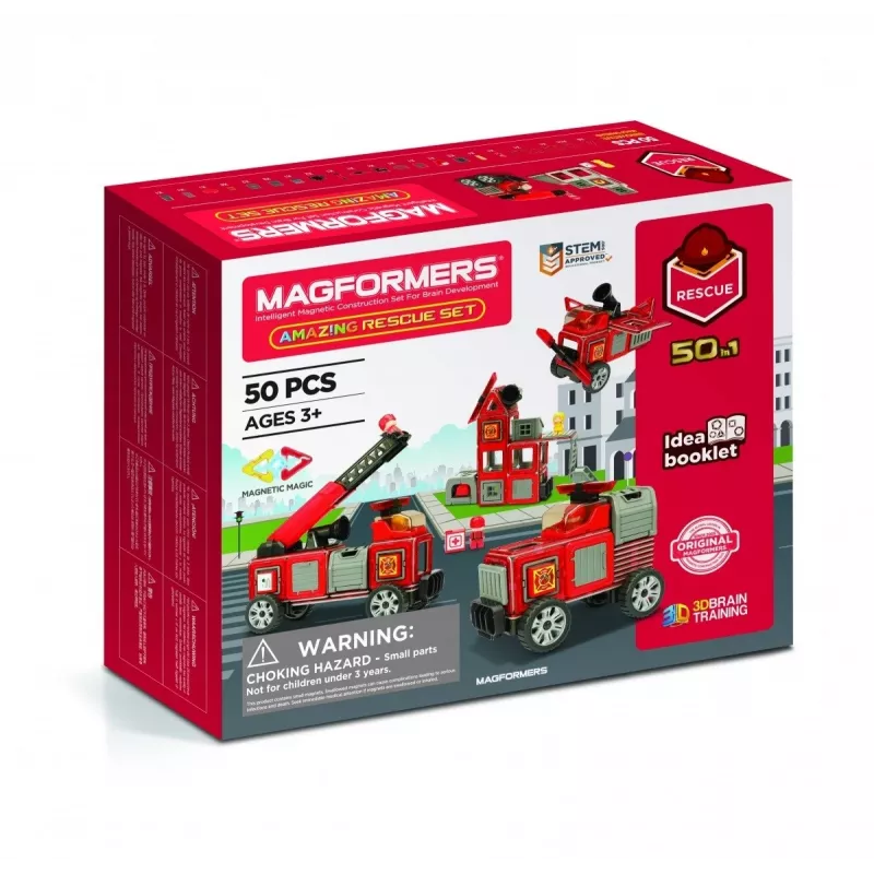 MAGFORMERS pohotovostná sada — magnetická stavebnica pre záchranárske vozidlá a scény