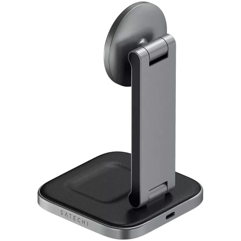 SATECHI 3-in-1 skladacia Qi2 bezdrôtová nabíjacia stanica (Space Grey) s konektormi typ A, C, G