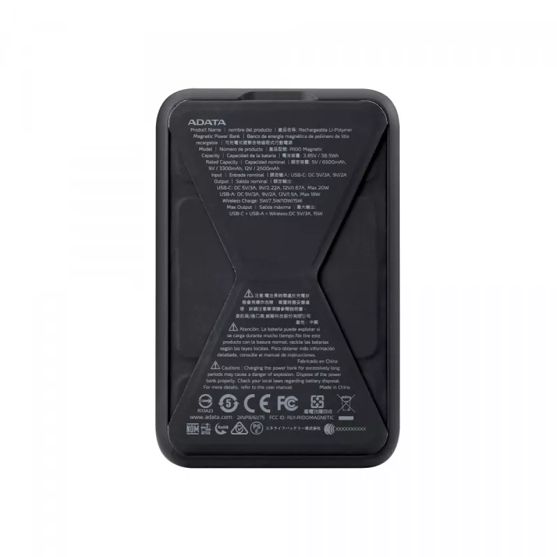ADATA PR100-12BK powerbanka lítium-polymérová (LiPo) 10000 mAh bezdrôtové nabíjanie čierna