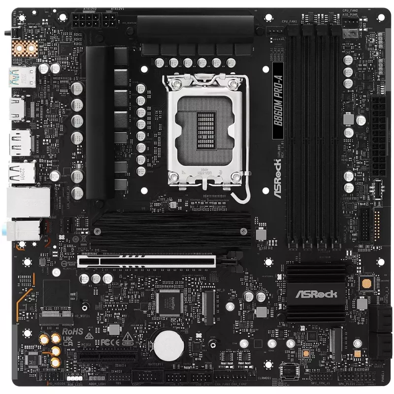 Základná doska ASRock B860M Pro-A micro ATX — Intel B860, LGA 1851, DDR5, 4 DIMM, až do 256 GB, 2.5Gb Ethernet
