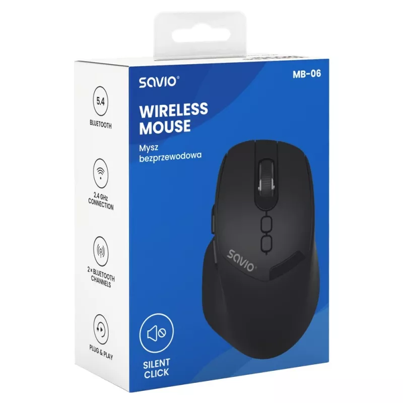 Savio MB-06 myš univerzálna obojručná Bluetooth 3800 DPI