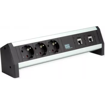Bachmann DESK 3xCEE7/3 2x CM-CAT6A modul – stolový napájací a sieťový modul