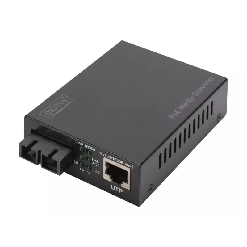 Digitus Gigabit PoE mediálny konvertor, RJ45 / SC, SM, PSE