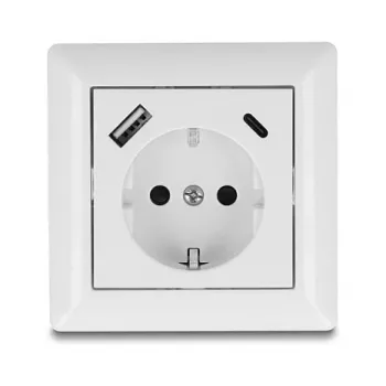 DeLOCK 11499 zásuvka typ F s USB-A a USB-C biela