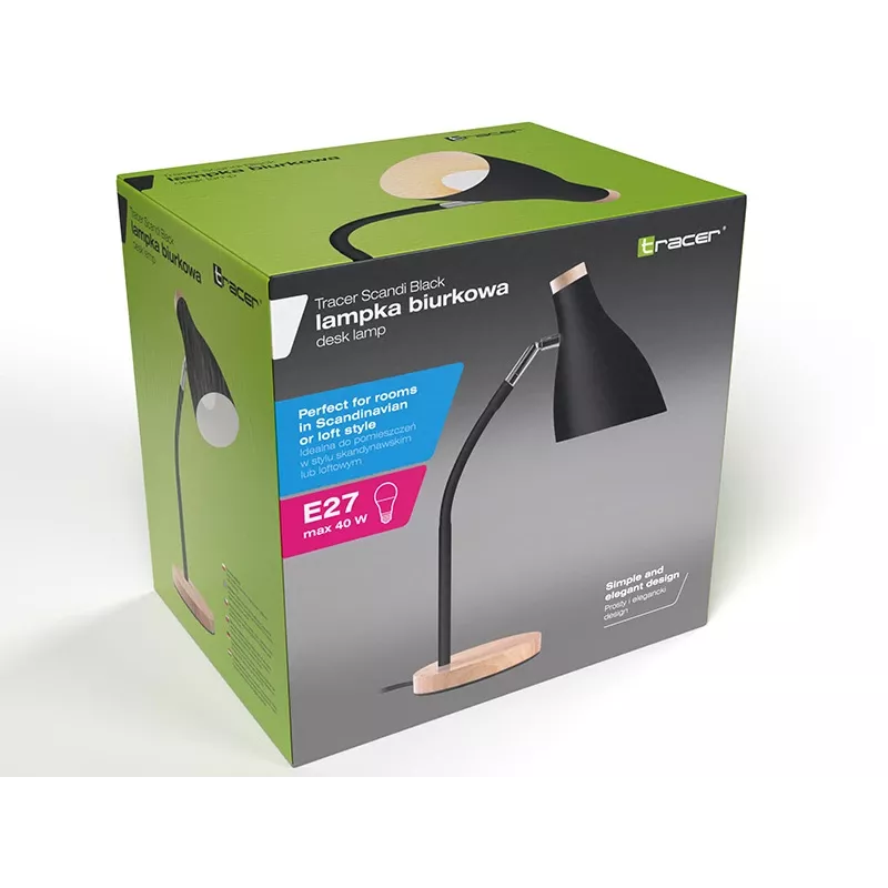Stolná lampa TRACER TRAOSW47237 Scandi čierna LED nastaviteľná jas, nastaviteľné rameno