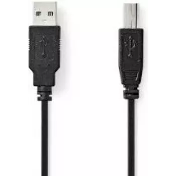 Nedis USB kábel | USB 2.0 | konektor USB-A samec | konektor USB-B samec - 10 W | 480 Mbit/s | poniklovaný | 1,00 m | okrúhly | PVC | čierny | etiketa