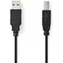 Nedis USB kábel | USB 2.0 | konektor USB-A samec | konektor USB-B samec - 10 W | 480 Mbit/s | poniklovaný | 1,00 m | okrúhly | PVC | čierny | etiketa