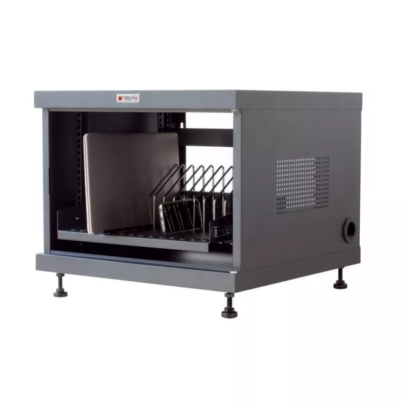Rackový regál TECHLY 367652 organizér káblov s 3M lepiacou páskou, oceľ, 550×550×410 mm, čierny