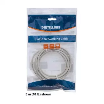 Intellinet sieťový patch kábel, Cat6, 2 m, sivý, CCA, U/UTP, PVC, RJ45, pozlátené kontakty, ochrana západky, ochranná manžeta proti zlomeniu, doživotná záruka
