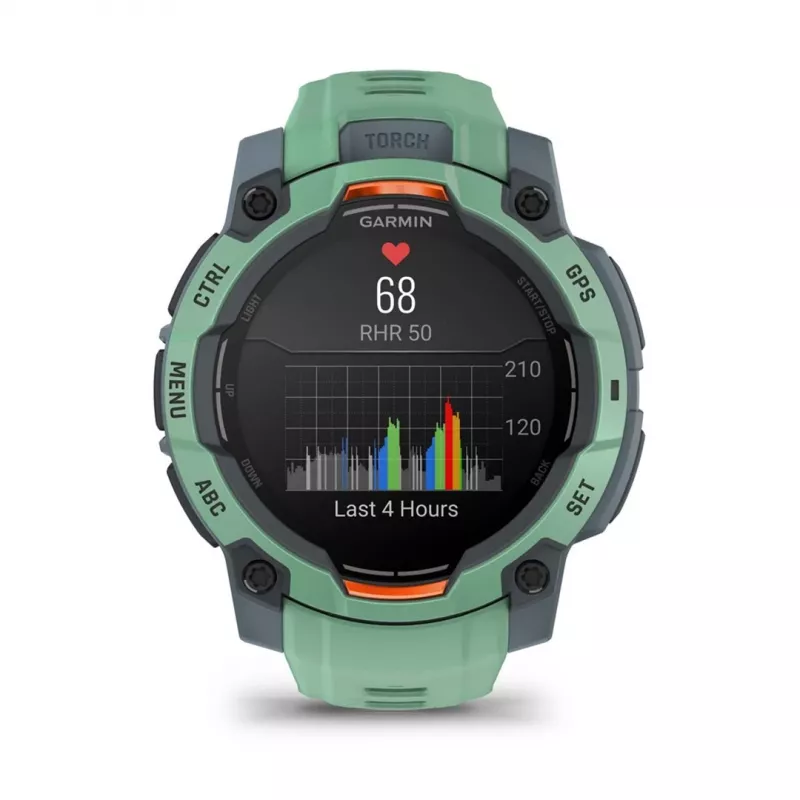 Garmin Instinct 3 AMOLED 3,05 cm (1,2) 45 mm digitálny 390 x 390 pixelov dotyková obrazovka zelená GPS (satelit)