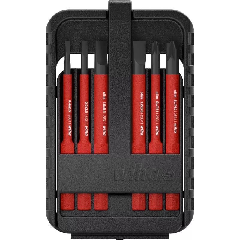 Wiha 43153 slimBit electric sada bitov, TORX, 6 ks, červená