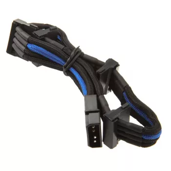 SilverStone 4-pin Molex na 4x SATA kábel, 300 mm - čierny/modrý