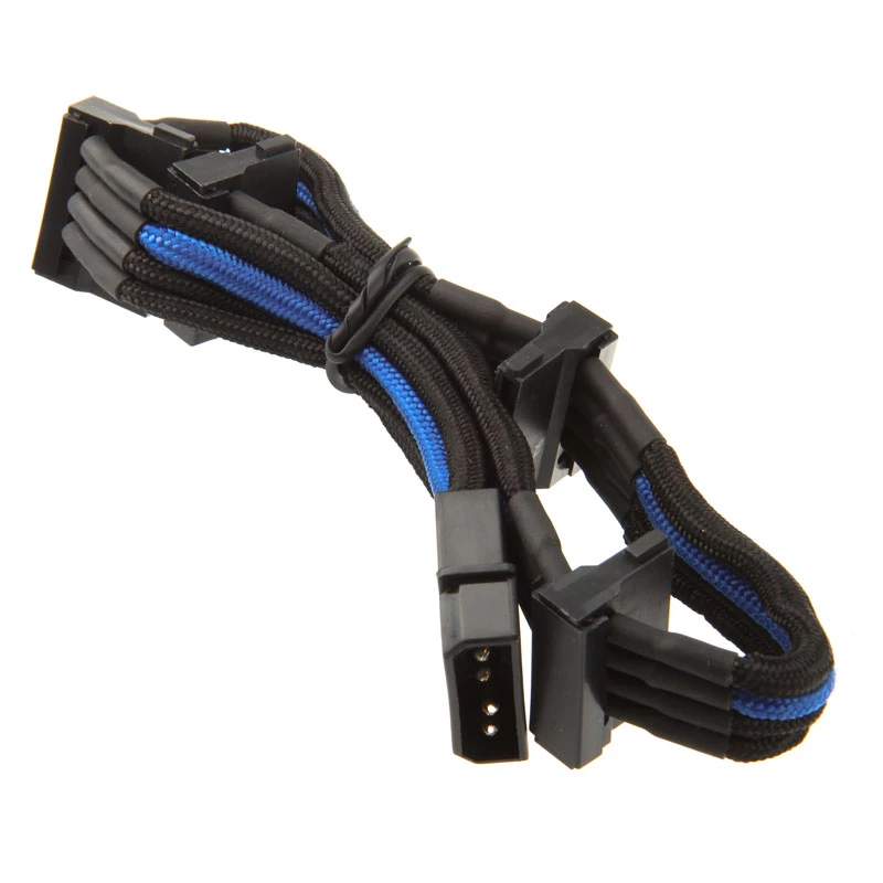 SilverStone 4-pin Molex na 4x SATA kábel, 300 mm - čierny/modrý