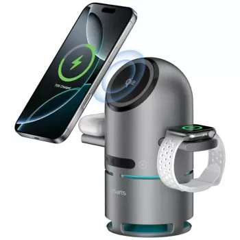 Dokovacia nabíjacia stanica ChargeBot Sound Qi2 sivá