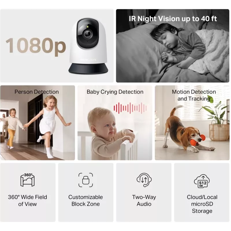 TP-LINK Mercusys MC200 Pan/Tilt domáca Wi-Fi bezpečnostná kamera