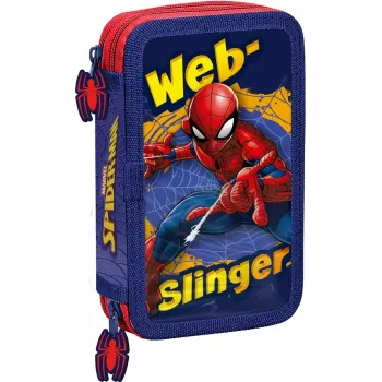 Peračník Kids Euroswan 2 zipsy s príslušenstvom Spiderman červeno-modrý