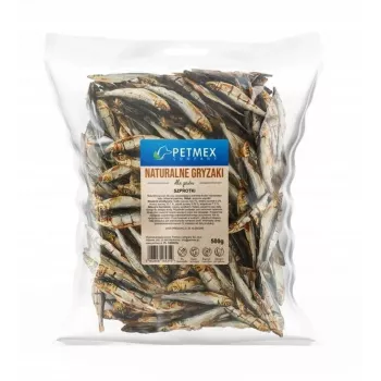 Konzervované krmivo pre psov PETMEX Szprotki 500 g – mokré krmivo pre psov, rybie jedlo, 500g konzerva