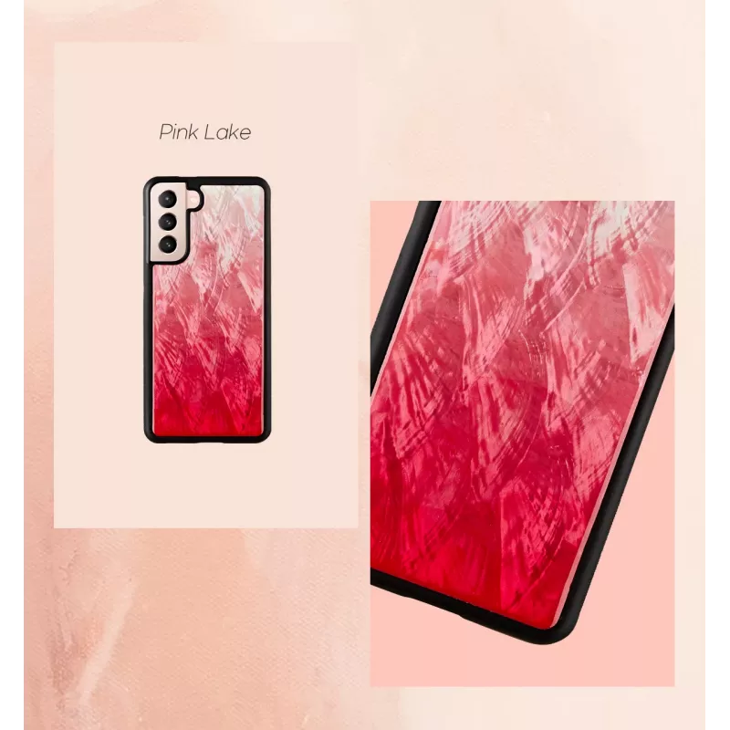 Puzdro na smartphone iKins na Samsung Galaxy S21+ — pink lake s čiernymi akcentmi