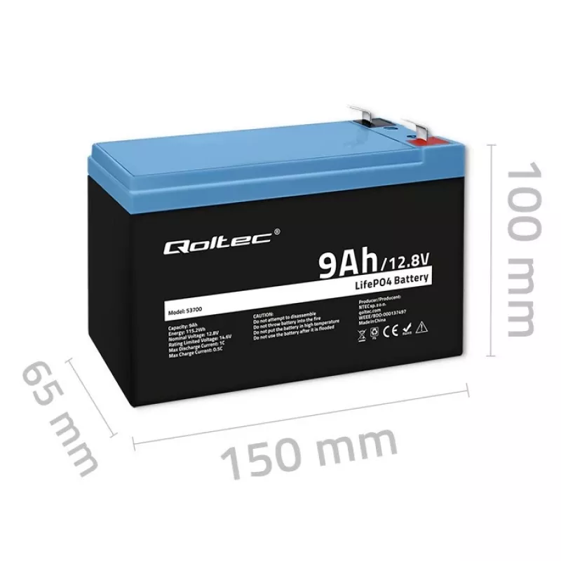 Batéria LiFePO4 Lithium Iron Phosphate 12.8V 9Ah 115.2Wh