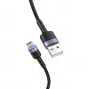 Dátový kábel Tellur USB na Type-C LED nylonový oplet 1,2 m čierny