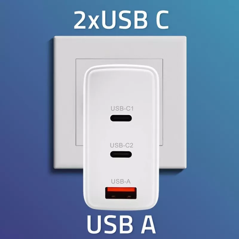 Nabíjačka QOLTEC 100W GaN USB-C Dual PD 5–20V 1,5–5A, 2×USB-C