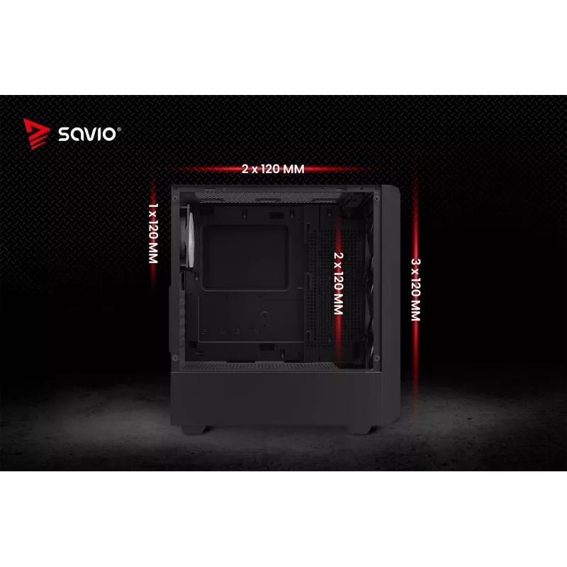 Savio Noctis Glass RGB Cube počítačová skriňa, ATX/Micro-ATX/Mini-ITX, predná strana z tvrdeného skla, RGB ventilátory, čierna