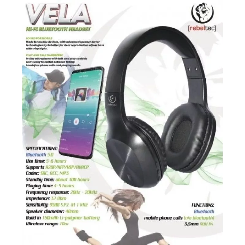 Bluetooth slúchadlá Rebeltec VELA