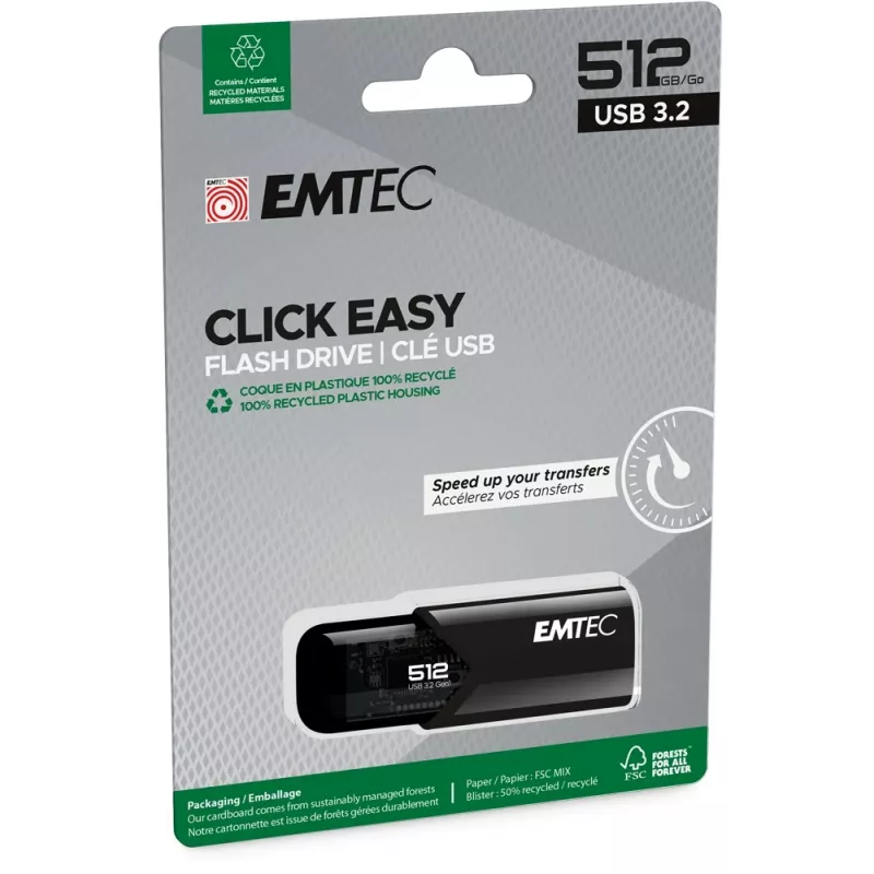 Emtec B110 Click Easy 3.2 USB kľúč 512 GB USB Type-A 3.2 Gen 2 (3.1 Gen 2) čierna (ECMMD512GB113)