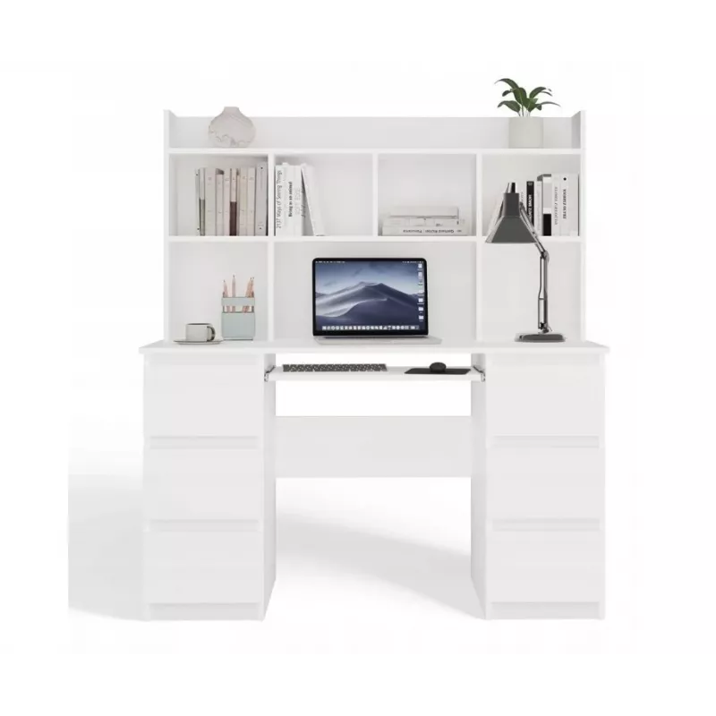 KUBA písací stôl set + Extension Piece, biely
