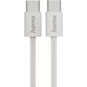 Hama Fabric Nabíjací kábel USB-C na USB-C 1 m, nylón, béžový