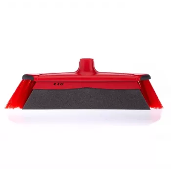 Metla na podlahu VILEDA 143703 s rúčkou, technopolymér, mäkké/tvrdé štetiny, interiér, 130 cm, červená