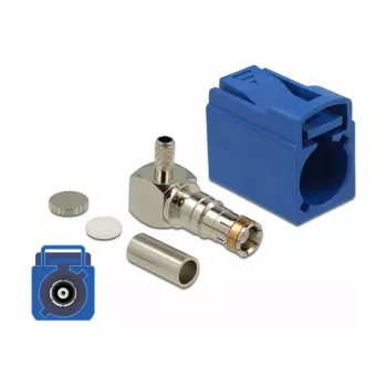 Koaxiálny konektor samec DELOCK 89715 — FAKRA C konektor samec, 90° zahnutý, 13,8×21,5×9,5 mm
