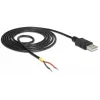 Delock kábel USB2.0 Type-A konektor samec > 2 x otvorené konce kábla - 1,5 m - čierny (85664)