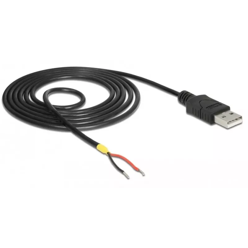 Delock kábel USB2.0 Type-A konektor samec > 2 x otvorené konce kábla - 1,5 m - čierny (85664)