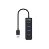 UNITEK uHUB Q4 USB 3.2 Gen 1 (3.1 Gen 1) Type-A 5000 Mbit/s čierny