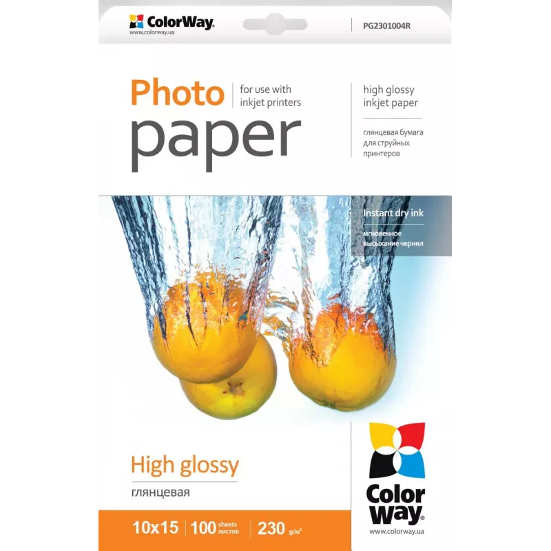 Fotopapier ColorWay High Glossy 230 g/m², 10×15 cm (100×150 mm), 100 listov