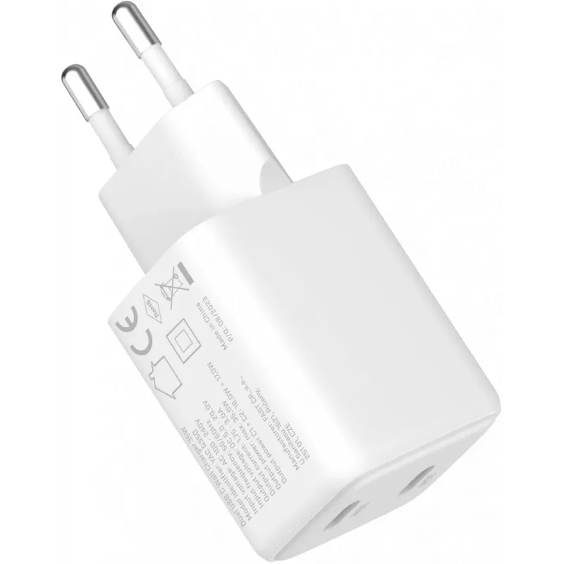 Nástenná USB-C nabíjačka YENKEE G35D 2x18W Power Delivery 3.0 3A
