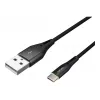 NATEC kábel USB-C/A 2.0 1m prati LED čierny nylon