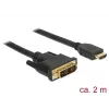 DeLOCK - video kábel - Single Link - HDMI / DVI - DVI-D (samec) na HDMI (samec) - 2 m - trojitá izolácia - čierny - skrutky s ryhovanou hlavou