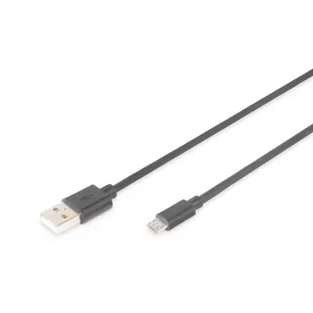 Assmann USB 2.0 prepojovací kábel. Type-A - Micro B M/M. 3,0m. USB 2.0 kompatibilný. UL. čierny (AK-300110-030-S)