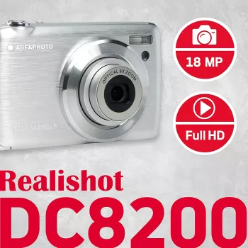 Agfa Photo DC8200 strieborný + puzdro + SD karta 16 GB