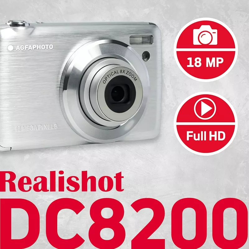 Agfa Photo DC8200 strieborný + puzdro + SD karta 16 GB
