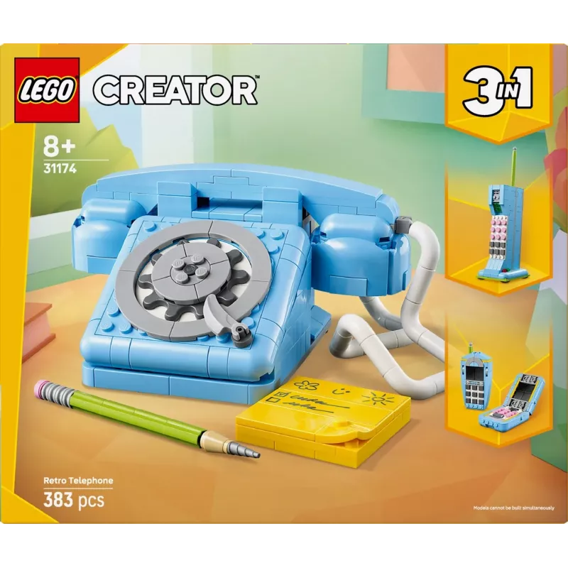 Stavebná hračka LEGO Creator 3-in-1 31174 Retro telefón sada, 383 dielov, 8+ rokov, 70×110×150 mm