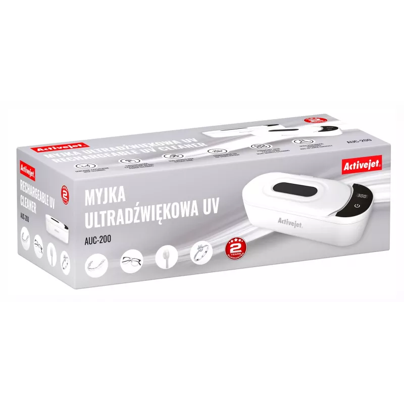 Ultrazvukový čistič ActiveJet AUC-200 biela UV, 100–240 V, 231×96×67 mm, 450 g
