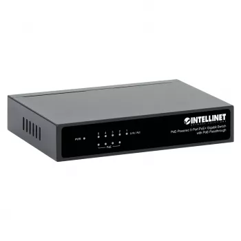Gigabit 5xPoE Passthrough Switch, napájaný cez PoE alebo AC, 68W